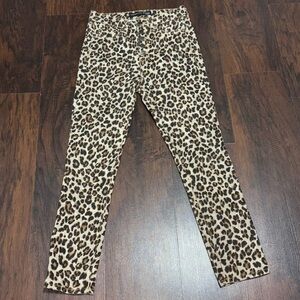 Veronica Beard Jeans Debbie 10” Leopard Print High Rise Skinny Jeans  26 Euc